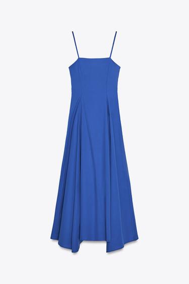 ASYMMETRIC POPLIN MIDI DRESS - Cornflower blue by Zara - Image 0