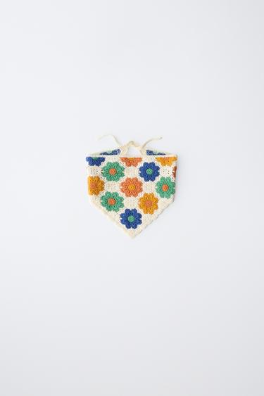 FLORAL CROCHET KNIT BANDANNA - Ecru by Zara