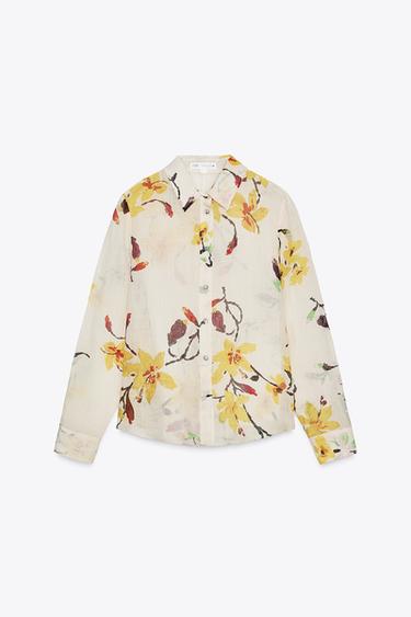 RAMIE FLORAL SHIRT ZW COLLECTION - Ecru by Zara