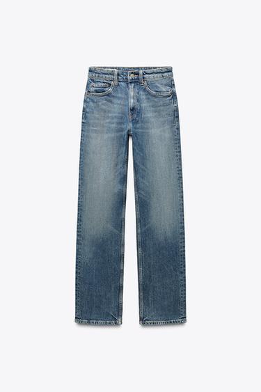 TRF STRAIGHT HIGH-WAIST JEANS - Blue by Zara
