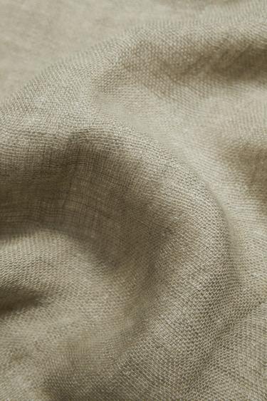 CHECK LINEN THROW - Green by Zara