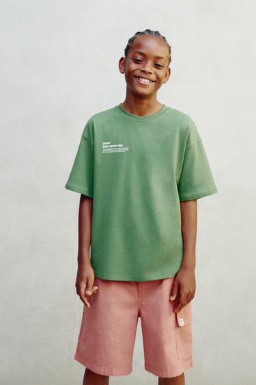 SLOGAN PRINT T-SHIRT - Green by Zara
