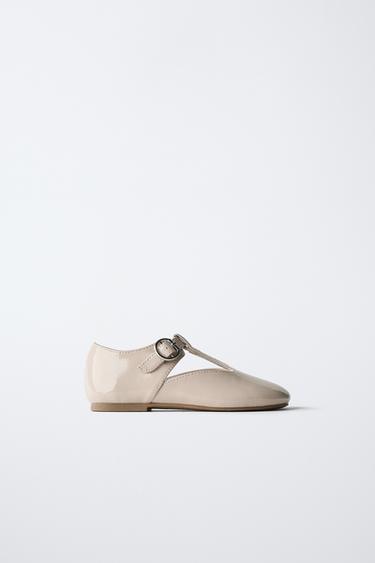 PATENT T-BAR BALLERINAS - Ecru White by Zara - Image 0
