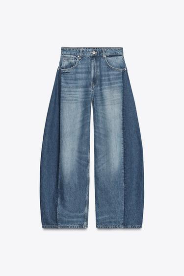 TRF OVERSIZE BALLOON HIGH-WAIST JEANS - Navy blue by Zara