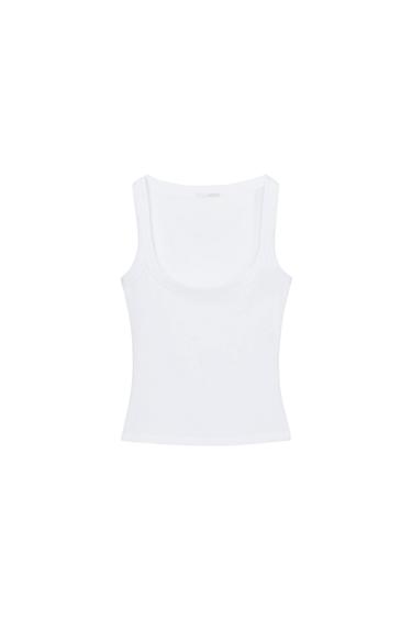 COTTON SLEEVELESS TOP - White by Zara
