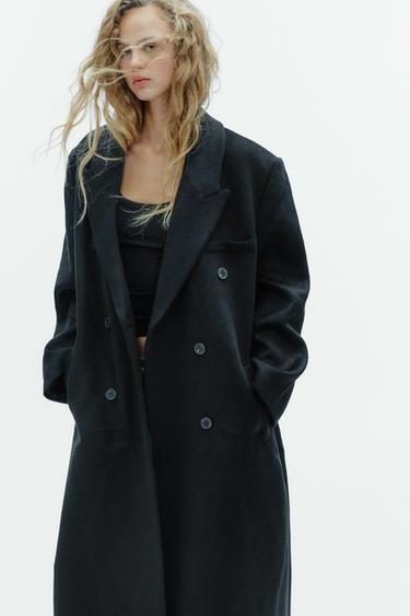 EXTRA LONG WOOL BLEND COAT - Black by Zara