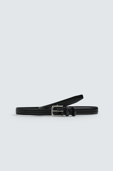 NARROW LEATHER BELT - Black by Zara