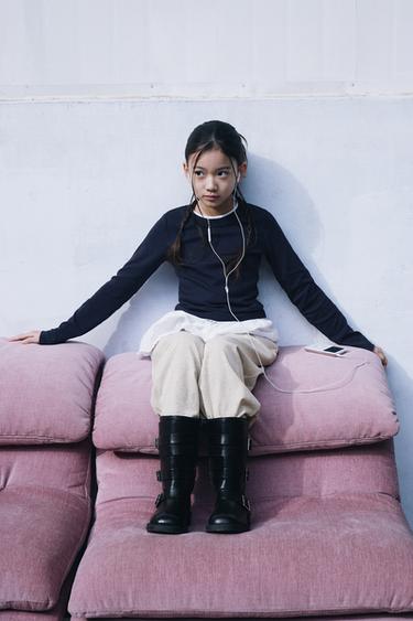 DOUBLE T-SHIRT WITH MODAL - Navy blue by Zara