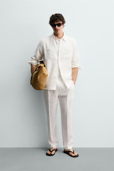 100% LINEN REGULAR FIT SHIRT - White by Zara