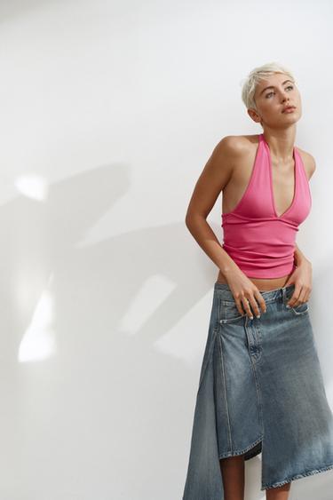 ASYMMETRIC TRF DENIM SKIRT - Blue by Zara