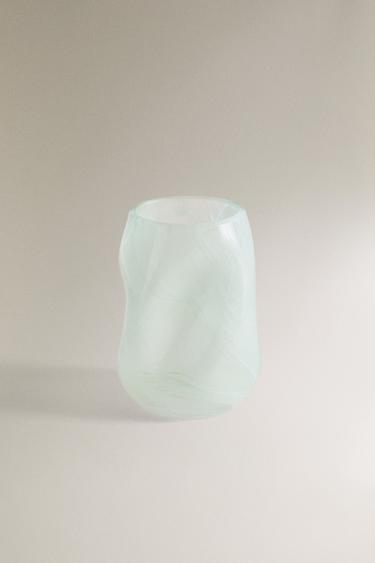 SHADED GREEN GLASS TOOTHBRUSH HOLDER - GREENISH by Zara