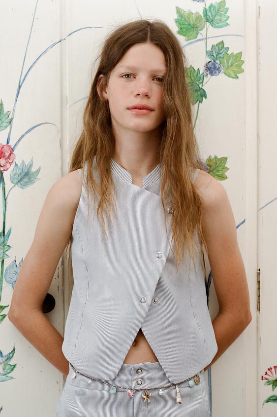 CROSSOVER WAISTCOAT WITH STAND COLLAR - Dark navy by Zara - Image 0
