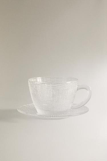 GLASS TEACUP WITH RAISED DESIGN -  by Zara - Image 0