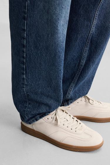 LEATHER TRAINERS WITH CONTRAST SOLE - Bone White by Zara