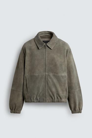 SUEDE LEATHER JACKET - Sand by Zara