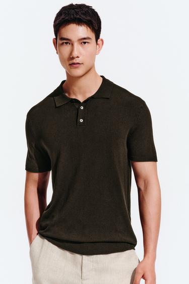 REGULAR FIT KNIT POLO SHIRT - Chocolate by Zara