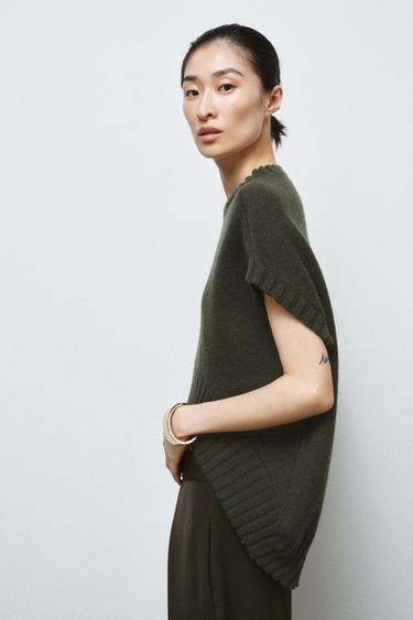 OVERSIZED WOOL WAISTCOAT WITH ASYMMETRIC HEM - Green by Zara