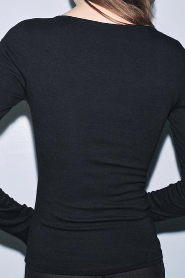 LONG SLEEVE T-SHIRT - Black by Zara
