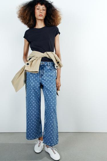 Z1975 HIGH-WAIST DOTTED CULOTTES - Mid-blue by Zara