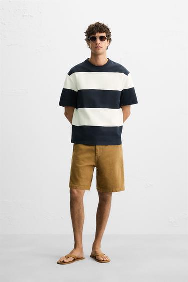 CONTRAST STRIPE SWEATSHIRT - Ecru / Navy by Zara - Image 0