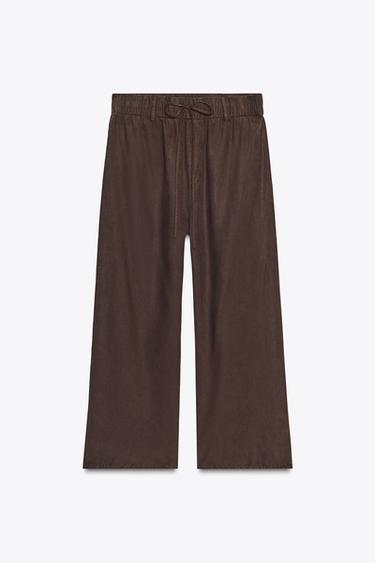 FLOWING CROP TROUSERS - Brown by Zara