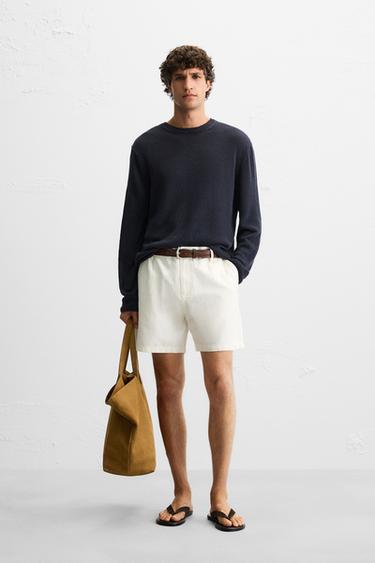 LINEN-COTTON SWEATER - Navy blue by Zara