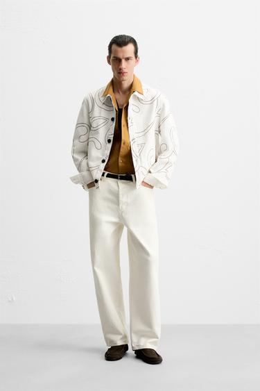 CONTRAST EMBROIDERY OVERSHIRT - White by Zara - Image 0