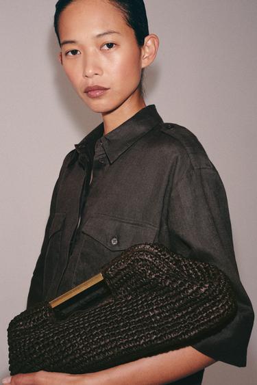 BRAIDED CLUTCH BAG - Brown by Zara
