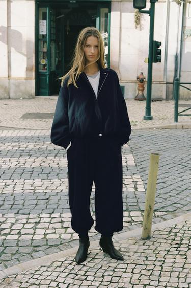 PINSTRIPED BALLOON TROUSERS - Navy / White by Zara