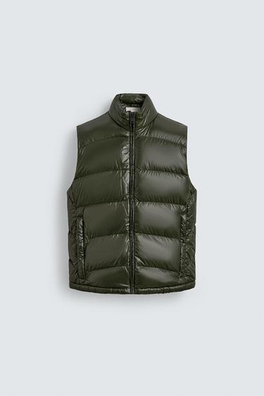 80% DOWN - 20% FEATHER WATER-REPELLENT QUILTED GILET ORIGINS - Dark bottle green by Zara
