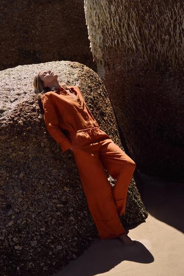 ZW COLLECTION 100% LINEN SHIRT - Dark orange by Zara