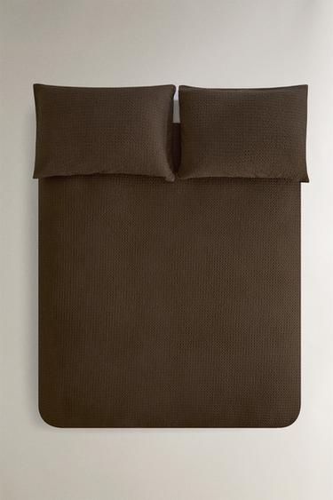 WAFFLE-KNIT DUVET COVER - Brown by Zara