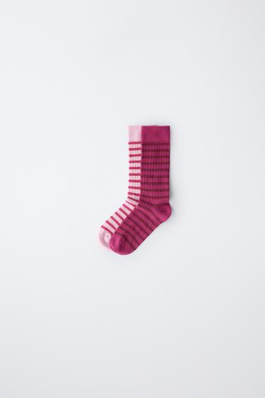 2-PACK OF TALL STRIPED SOCKS - Pink by Zara