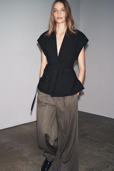 ZW COLLECTION BELTED WAISTCOAT - Black by Zara