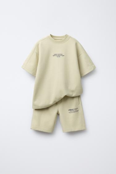 INTERLOCK T-SHIRT AND BERMUDA SHORTS SET - Light green by Zara