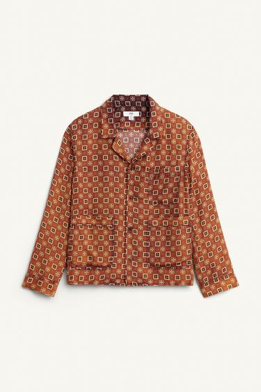 100% SILK PRINTED SHIRT LIMITED EDITION - Brick by Zara