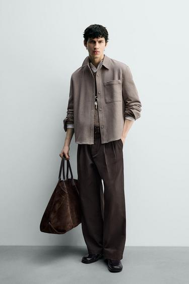 NON-IRON COMFORT OVERSHIRT - Tan marl by Zara