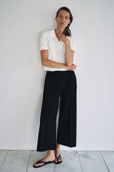 ZW COLLECTION CROPPED TROUSERS - Black by Zara