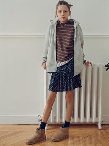 BERMUDA SKORT WITH SHINY FLORAL PRINT - Blue by Zara