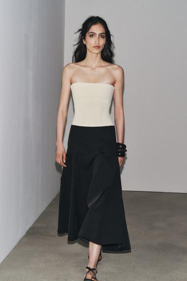 STRETCH BANDEAU BODYSUIT - Oyster-white by Zara