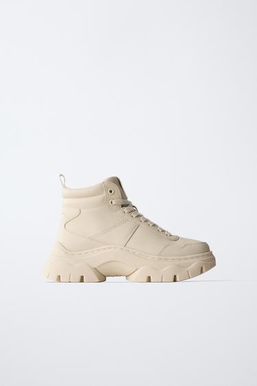 CHUNKY HIGH-TOP SNEAKERS - Ecru White by Zara