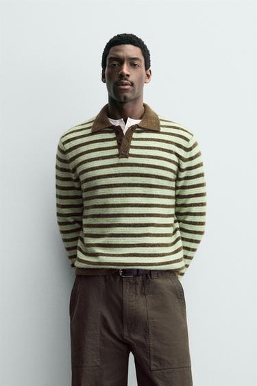 STRIPED KNIT POLO SHIRT - striped by Zara