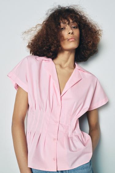 ZW COLLECTION FITTED SHIRT - Neon pink by Zara