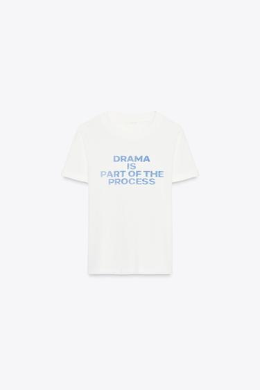 SLOGAN RIPPED COTTON T-SHIRT - White by Zara