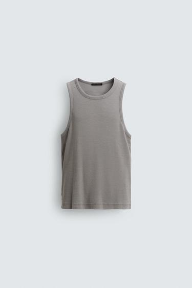 FADED RIB TANK TOP - Light grey by Zara