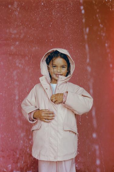 RUBBERISED WATER-REPELLENT FAUX FUR JACKET - Pink by Zara