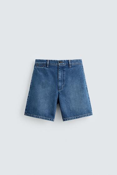 DENIM CHINO BERMUDA SHORTS - Mid-blue by Zara