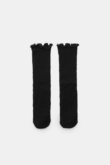 SEAMLESS LACE SOCKS - Black by Zara