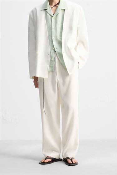 100% LINEN SUIT TROUSERS - White by Zara