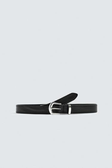 VINTAGE-EFFECT LEATHER BELT - Black by Zara